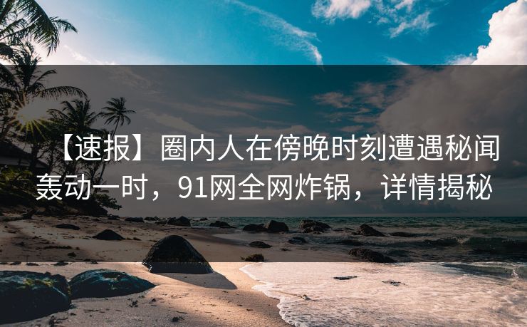 【速报】圈内人在傍晚时刻遭遇秘闻轰动一时，91网全网炸锅，详情揭秘
