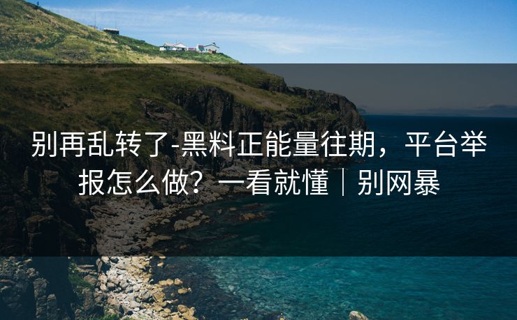 别再乱转了-黑料正能量往期，平台举报怎么做？一看就懂｜别网暴