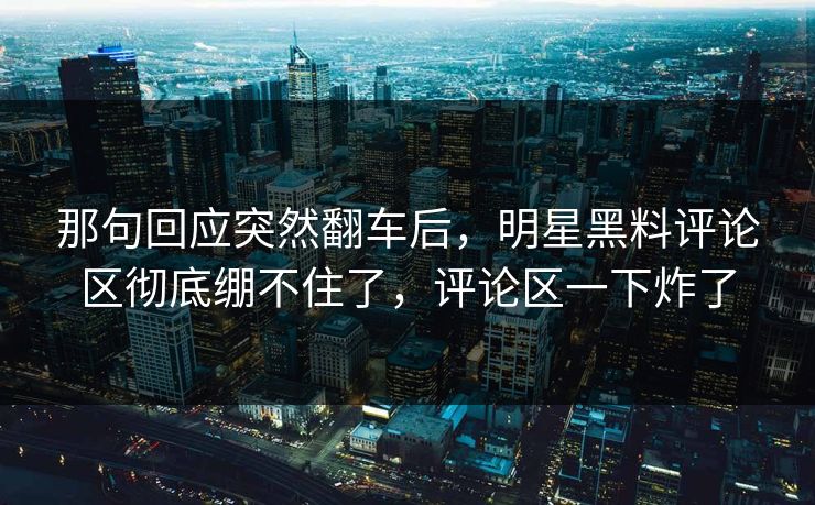 那句回应突然翻车后，明星黑料评论区彻底绷不住了，评论区一下炸了