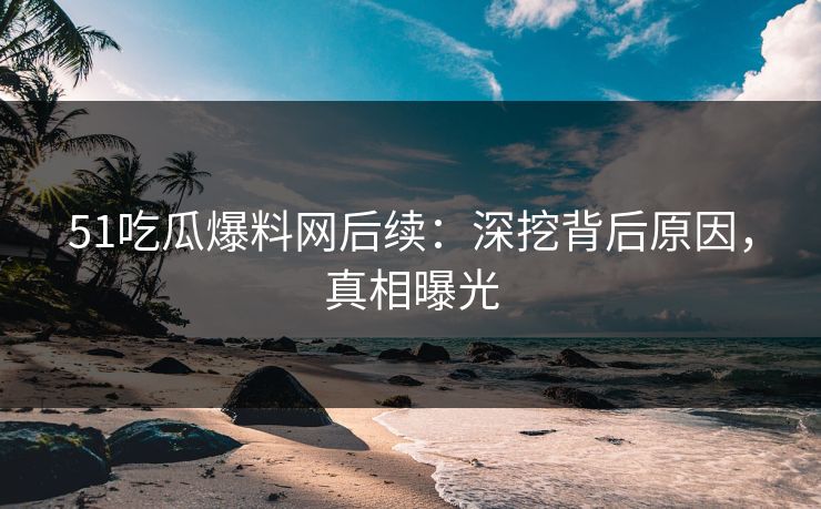 51吃瓜爆料网后续：深挖背后原因，真相曝光
